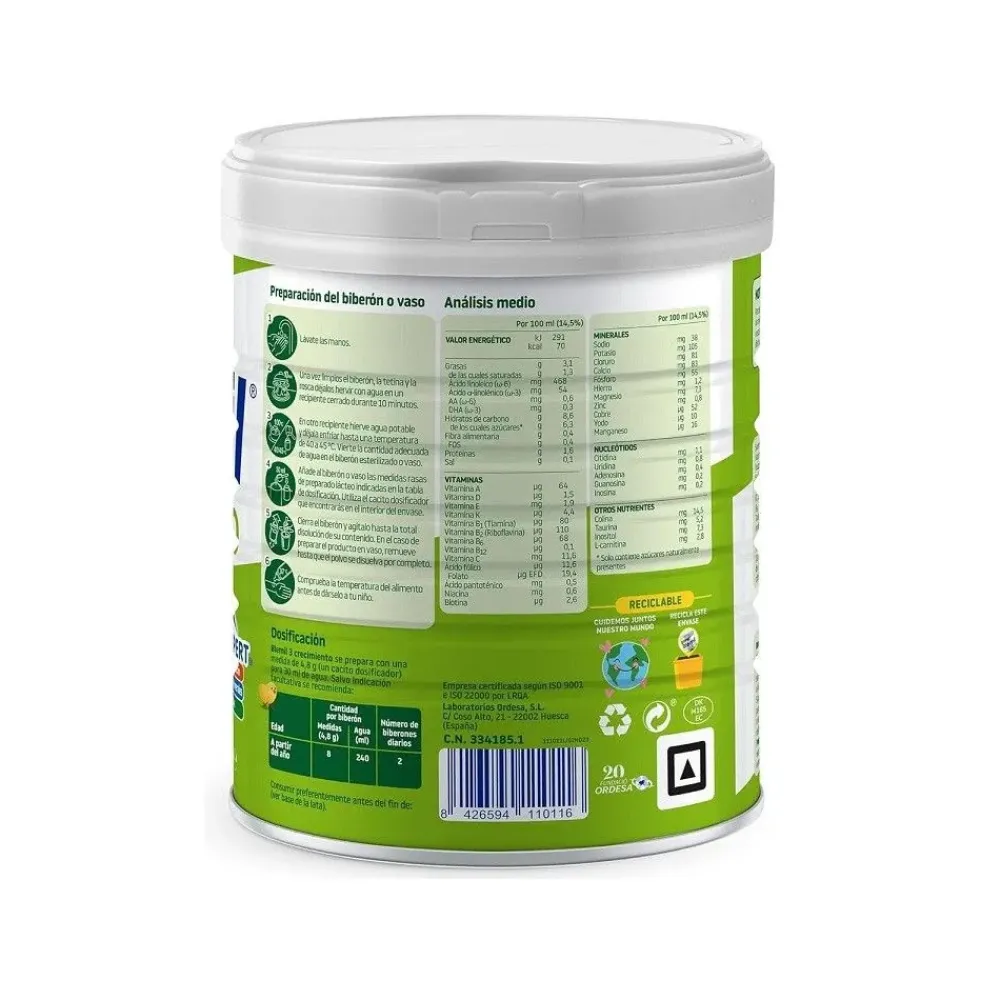 Ordesa Blemil 3 Crecimiento 800g | Comprar Online